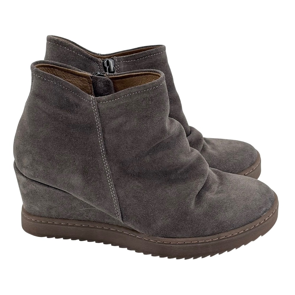 Sofft Aqua Sofft Waterproof Suede Wedge Ankle Boots Taupe Grey Womens 8M